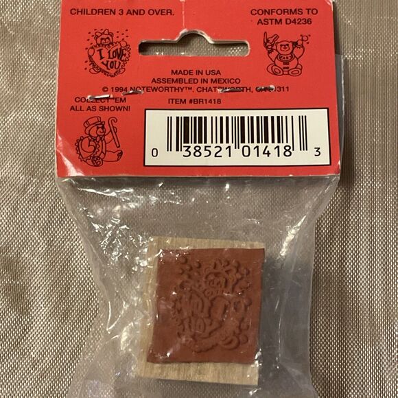 Noteworthy Stamp-A-Bear Rubber Stamp “I Love You” Bear New In Package - Picture 3 of 5